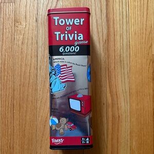 Rare Tower of Trivia Game Tin - Red